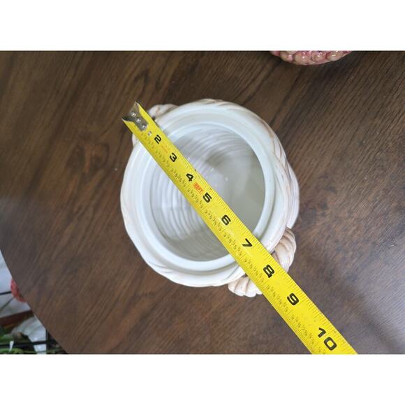 Fitz & Floyd Basket Weave Cookie Jar / Canister - Apple Plums Pear Grape 10 X 8 - Picture 9 of 16